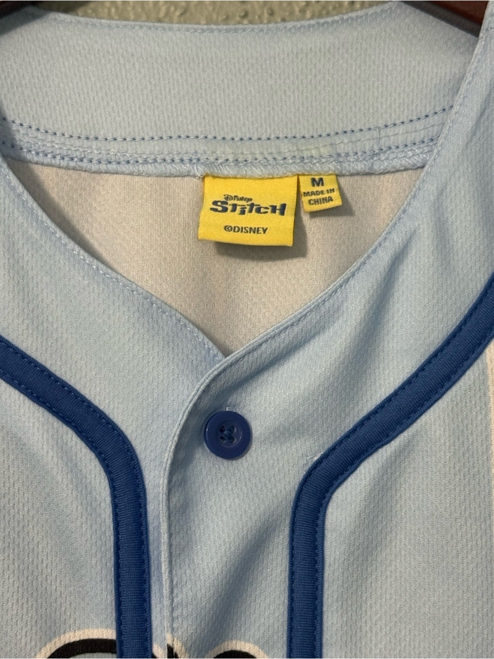 Official Disney Lilo & Stitch Light Blue Pinstripe Baseball Jersey Shirt Medium - Picture 4 of 4